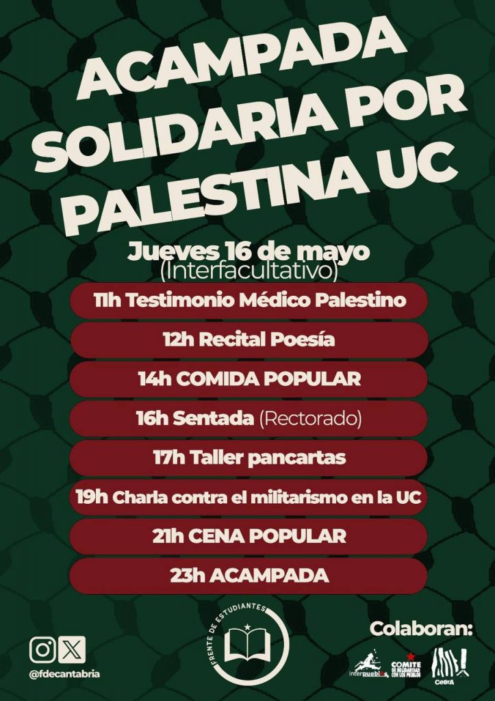 Comunicado de Podemos Cantabria acerca de las protestas de estudiantes de la Universidad de Cantabria contra el genocidio en Gaza